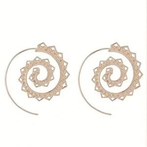 Boho Spiral Gold Earrings